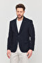 3115 Men's Navy Blue Flexible Lycra Cotton Blended Slim Fit Spring-Summer Sports Blazer Jacket - 3