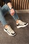 Casual Men's Beige Black Sneaker Mesh Lace-Up Serrated Thick Sole Ankle Support Sports Shoes 4281
