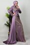 Draped Cape Evening Dress Lilac - 2