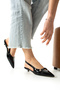 Stylish Black Patent Leather Pointed Toe Slingback Low Heeled Women's Shoes - 2