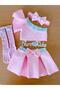 Girl's Ruffle Sleeve 4-Piece Skirt, Bodysuit, Bandana and Socks Set