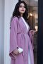 Abaya with Stone Stripes on the Front-Pink - 3