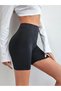 Porfy Model Women's High Waist Laser Cut Gathering Shorts Corset Black Color 093 - 4