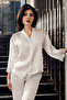 9800- Satin Guipure Slit Detail 6 Piece Nightgown Set - 4