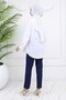 Double Button Detailed Pocket Carrot Trousers Navy Blue 3045 - 5