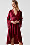 9850- Satin Guipure Detailed 6 Piece Nightwear Set - 2