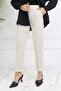 Double Button Detailed Pocket Carrot Trousers Stone Color 3045
