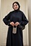 Dark Navy Blue Ferace with Gathered Beads on the Sleeve - 2