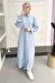 Ms333 Buttoned Turquoise Dress - 4