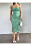 Women's Green Daisy Patterned Sling Dress 10546 - 3