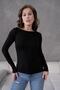 Women's Black Boat Neck Gathered Long Sleeve Blouse Lycra Viscose Badi 99 - 2