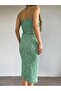 Women's Green Daisy Patterned Sling Dress 10546 - 4