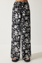 Patterned Flowy Viscose Palazzo Trousers White Black Len0003 - 5