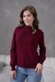 Crew Neck Scarf Knitwear Sweater Knitwear Blouse 1100 Claret Red - 2