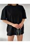 Women's Black Plain Unprinted Oversize T-Shirt