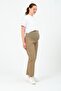 Maternity Flexible Waistband Adjustable Mom Fit Canvas Pants Khaki - 4