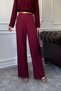 Pleated Palazzo Trousers - Claret Red