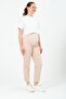 Maternity Stretchy Tummy Banded Waist Adjustable Mom Fit Canvas Pants Beige - 4