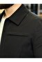 Men's Seasonal Regular Fit Cotton Fabric Classic Lapel Black Coat - 3