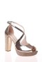 Women's Shiny Stone Open Front Thick Heeled Evening Dress Shoes - 3