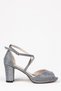 Women's Shiny Open Front Thick Heeled Evening Dress Shoes - 3