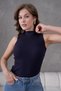 Women's Navy Blue Corded Sleeveless Knitwear Badi Lycra Body 253101 - 3