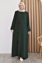 Sequin Patterned Plain Khaki Ferace