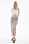 Patterned Viscose Midi Skirt Ecru Model
