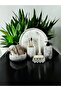 6-Piece Marble Patterned Concrete Bathroom Set Toilet WC Liquid Soap Dispenser Toothbrush Holder Concrete Accessory Set - 6