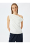 Boat Neck Draped Sleeveless Slim Fit Blouse - 3