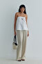 Ecru 100% Linen Mill Strapless Blouse