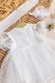 Tulle Bandana 100% Cotton Baby Girl Stylish Special Occasion Dress Set Cream - 2