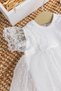 Tulle Bandana 100% Cotton Baby Girl Stylish Special Occasion Dress Set Cream - 6