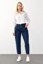 High Waist Carrot Fit Jean Pants Dark Blue 7573