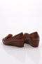 23071 Women's Front Metal Accessory Wedge Heeled Shoes Tan Crocodile - 3