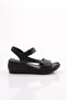 1002 Women's Ankle Strap Sandals Genuine Leather Black