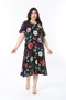 Women's Large Size Colorful V-Neck Short Sleeve Lycra Dress 65N38857 - 4