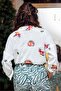 Women's White Embroidered Oversize Comfortable Fit Linen Aerobin Shirt 25Kgmlp028 - 7