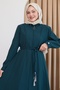 Sivya Collar Button Girdle Knitted Emerald Green Ferace - 2