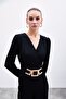 Satin Jumpsuit with Fixed Belt - Black - 6