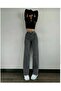 Talu Ash Grey Snow Lycra Super High Waist Loose Jeans Palazzo Pants - 4
