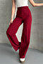 Women's New Season High-Waisted Classic Burgundy Fabric Trousers - 2
