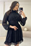 Women's Low-Cut Back Hem Ruffled Mini Chiffon Dress Black, Navy Blue - 2