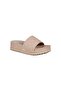 50001 Wedge Heeled Beige Daily Women's Platform Slippers - 6