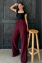 Burgundy Double Pleated Belted Trousers Mg2330 - 5