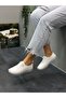 White Leather Elastic Orthopedic Women's Casual Shoes - 2
