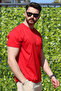 Men's Red Flexible 100% Cotton Fabric Relaxed Fit Short Sleeve T-Shirt