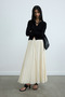Cream Rose Pleated Skirt