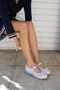 Cacares Women's Silver Satin Elastic Ballet Sneaker - 3
