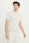 Men's Light Gray 100% Cotton Standard Fit Regular Cut Crew Neck Jacquard Knitwear T-Shirt - 3